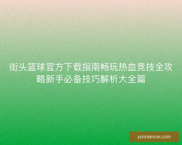 街头篮球官方下载指南畅玩热血竞技全攻略新手必备技巧解析大全篇