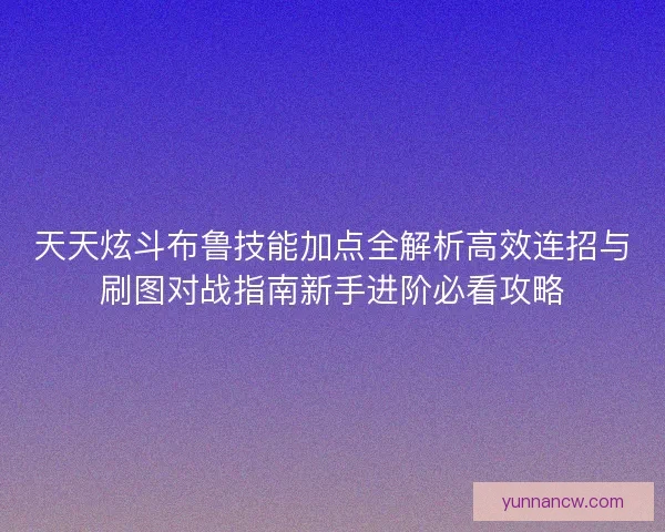 天天炫斗布鲁技能加点全解析高效连招与刷图对战指南新手进阶必看攻略